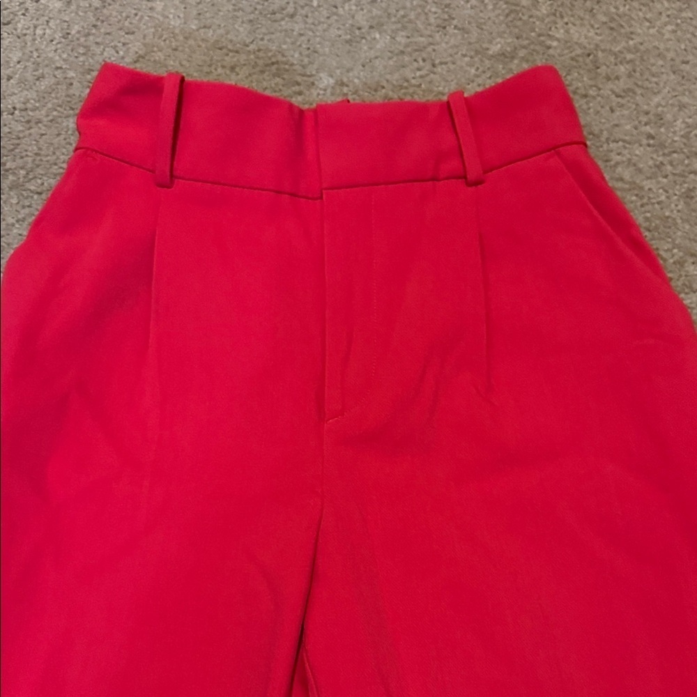 Zara Red High-Waisted Trousers - Picture 3 of 8